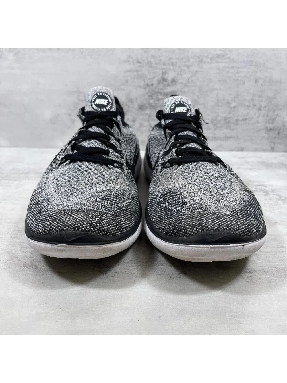 Nike Free RN Flyknit 2018 Running Shoes - Men's Size 9.5 - Oreo Black White
